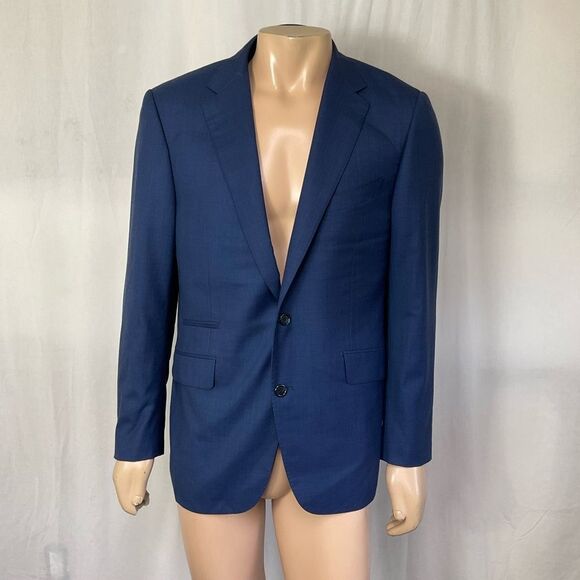 Bartorelli Napoli Blue Wool Notch Lapel Two Button Blazer Jacket 56R - Picture 3 of 15